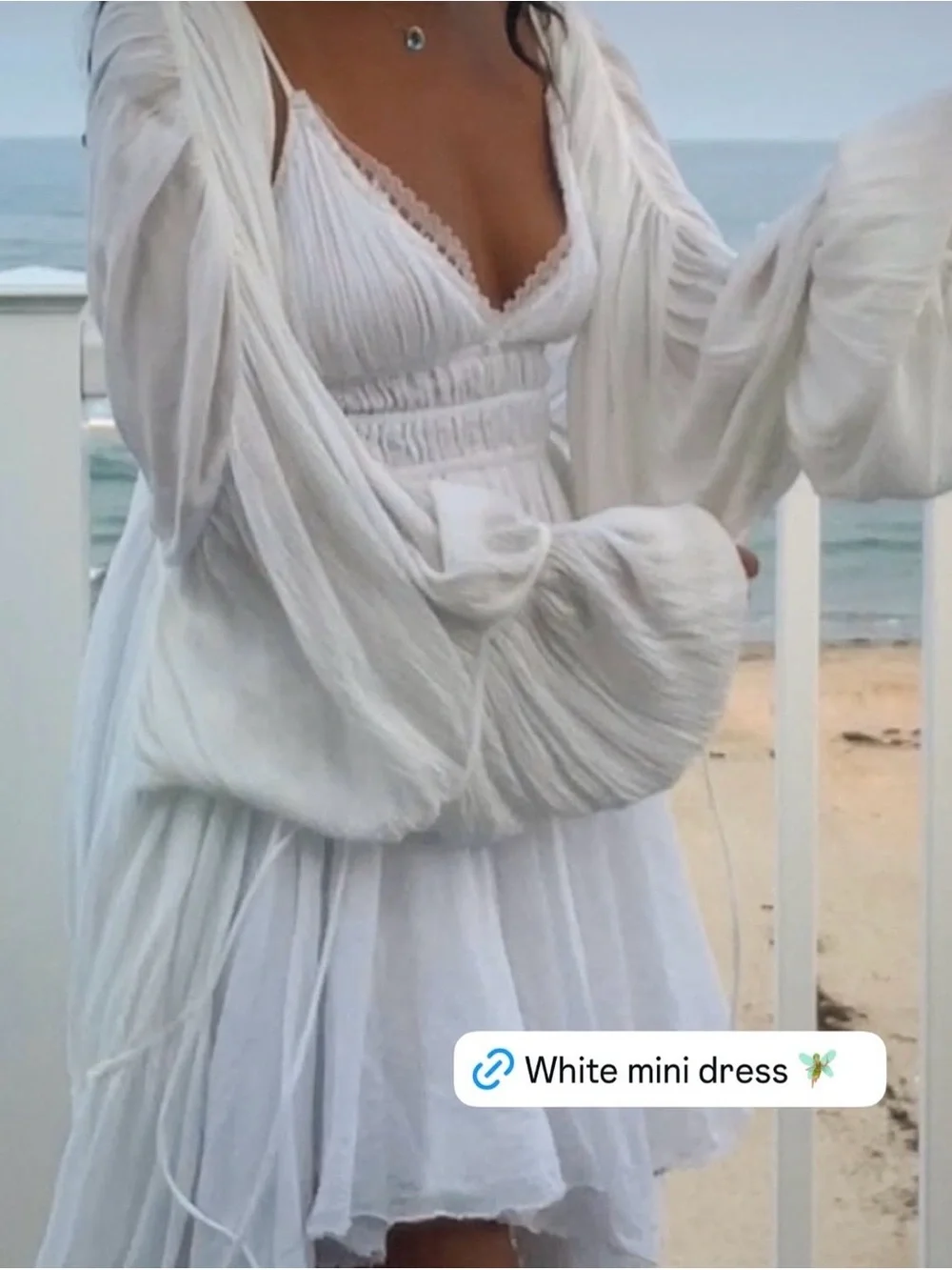 Free people FP one Delia White mini dress XS.. fits Small too - stretchy EUC